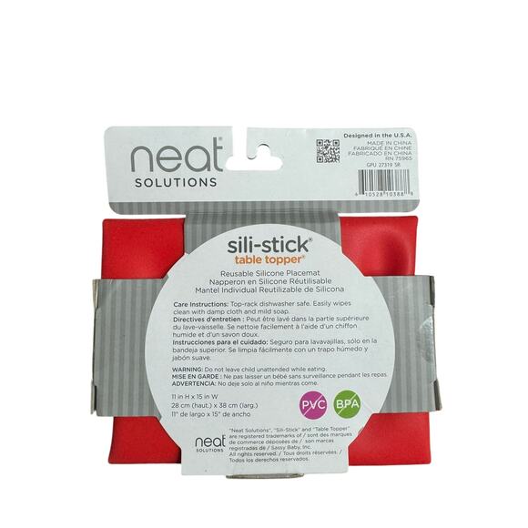Neat Solutions Reusable Non-Slip Sili-Stick Child Kids Table Mat Topper- Red - Picture 2 of 2